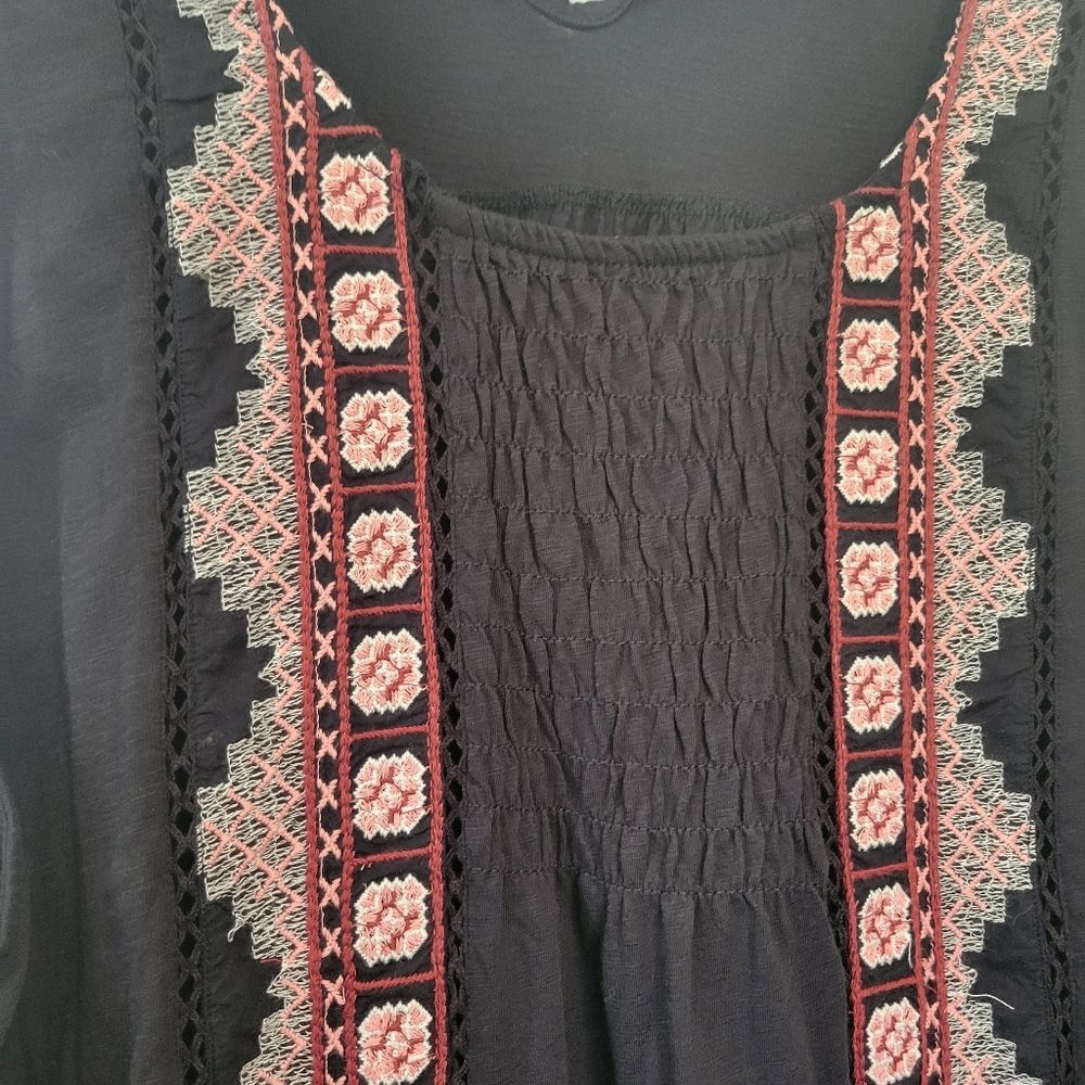 Ulla Popken Black Charming Details Embroidery Cotton Knit Tank Size 32/34 - Picture 4 of 9